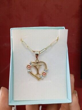 Y Heart Initial Necklace